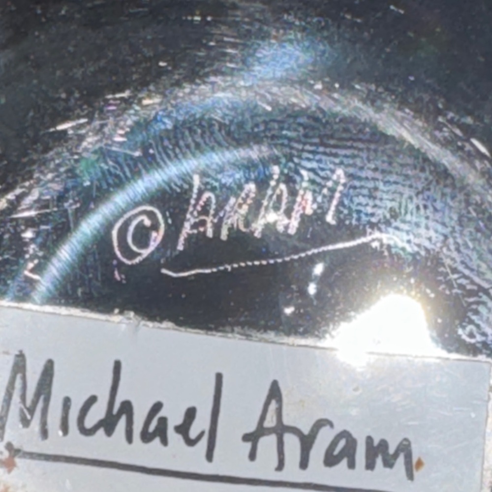 VINTAGE MCM Michael Aram Stainless Bowl Molten Beaded Signed - Picture 3 of 9